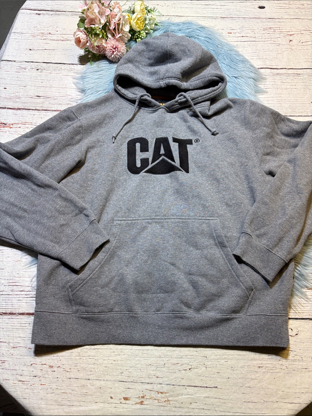 Caterpillar CAT Grey Hoodie sz XL